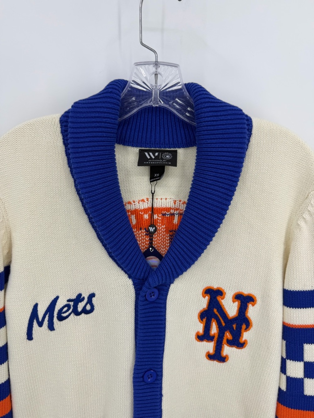 Anthropologie NWT The Wild Collective MLB NY Mets Cardigan Cotton Size XS - Picture 3 of 16